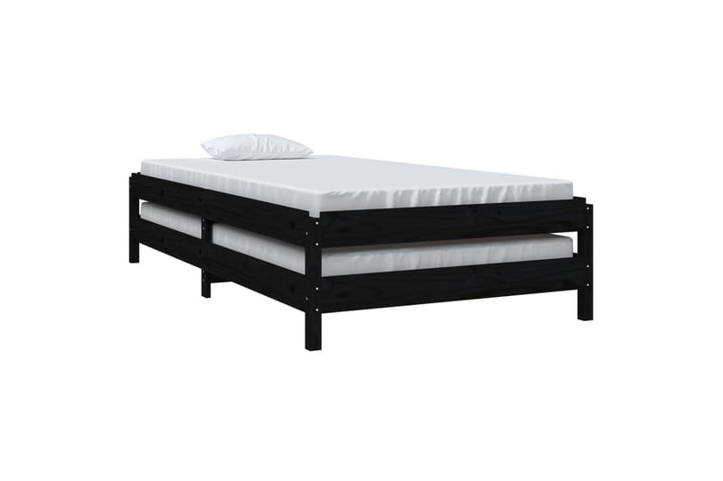 beBasic Stableseng svart 90x200 cm heltre furu - Svart - Møbler - Senger - Sengeramme & sengestamme