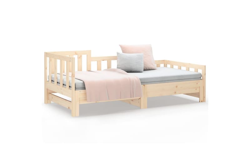 beBasic Uttrekkbar dagseng 2x(90x190) cm heltre furu - Brun - Møbler - Senger - Sengeramme & sengestamme