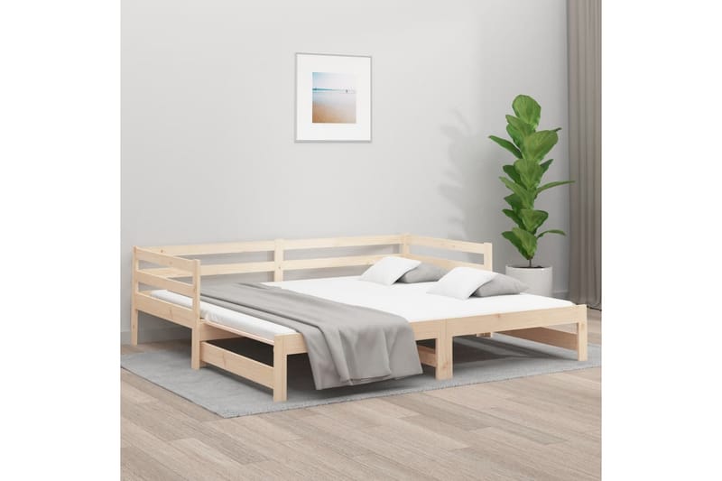 beBasic Uttrekkbar dagseng 2x(90x190) cm heltre furu - Brun - Møbler - Senger - Sengeramme & sengestamme