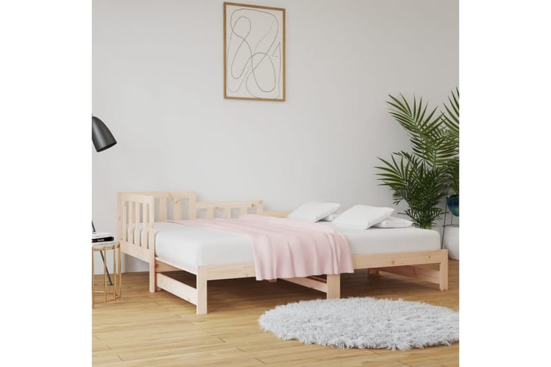 beBasic Uttrekkbar dagseng 2x(90x200) cm heltre furu - Brun - Møbler - Senger - Sengeramme & sengestamme
