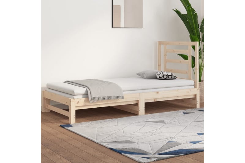 beBasic Uttrekkbar dagseng 2x(90x200) cm heltre furu - Brun - Sengeramme & sengestamme