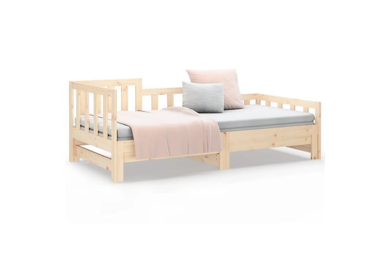 beBasic Uttrekkbar dagseng 2x(90x200) cm heltre furu - Brun - Møbler - Senger - Sengeramme & sengestamme