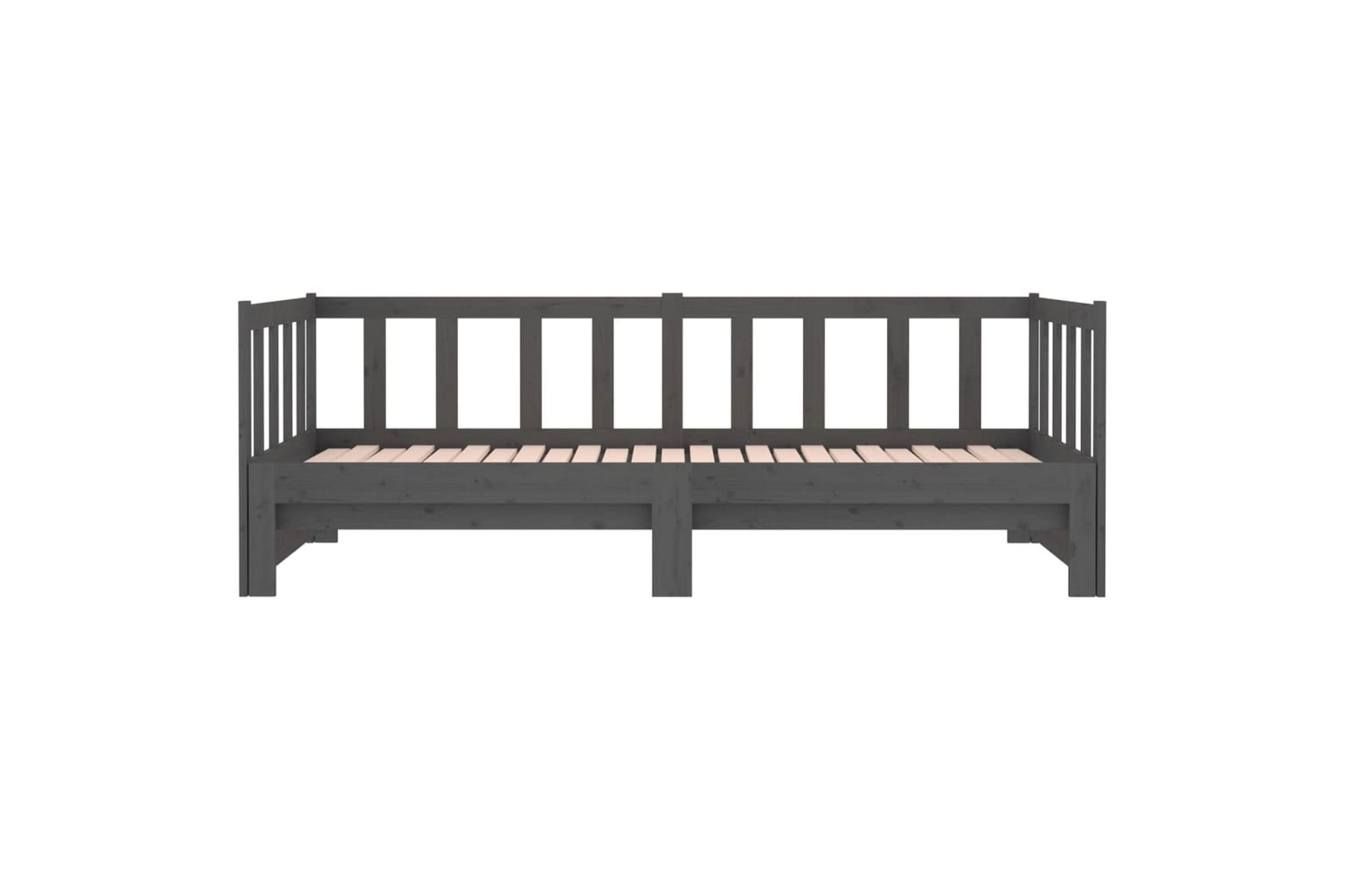 beBasic Uttrekkbar dagseng grå 2x(90x190) cm heltre furu - GrÃ¥ - Møbler - Senger - Sengeramme & sengestamme