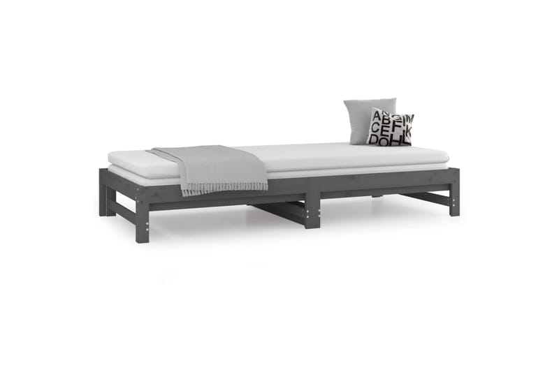 beBasic Uttrekkbar dagseng grå 2x(90x200) cm heltre furu - GrÃ¥ - Møbler - Senger - Sengeramme & sengestamme