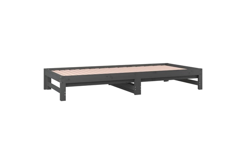 beBasic Uttrekkbar dagseng grå 2x(90x200) cm heltre furu - GrÃ¥ - Sengeramme & sengestamme