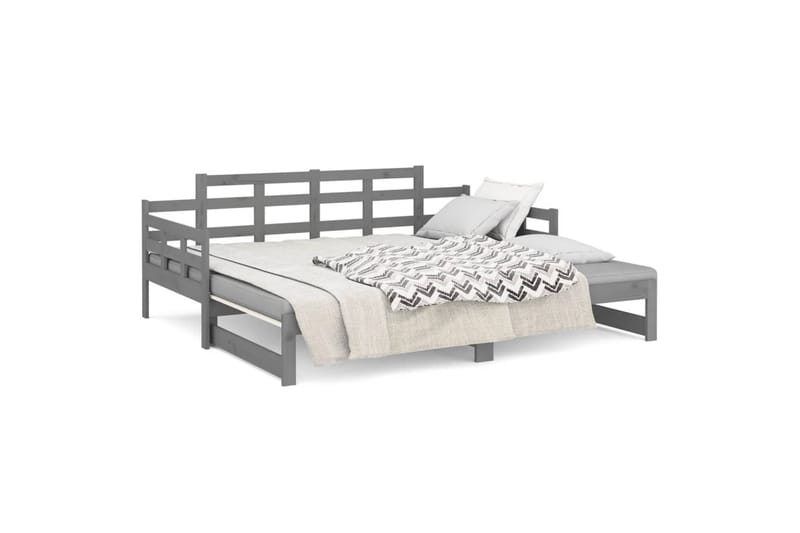beBasic Uttrekkbar dagseng grå heltre furu 2x(90x200) cm - GrÃ¥ - Møbler - Sofaer - Dagsenger