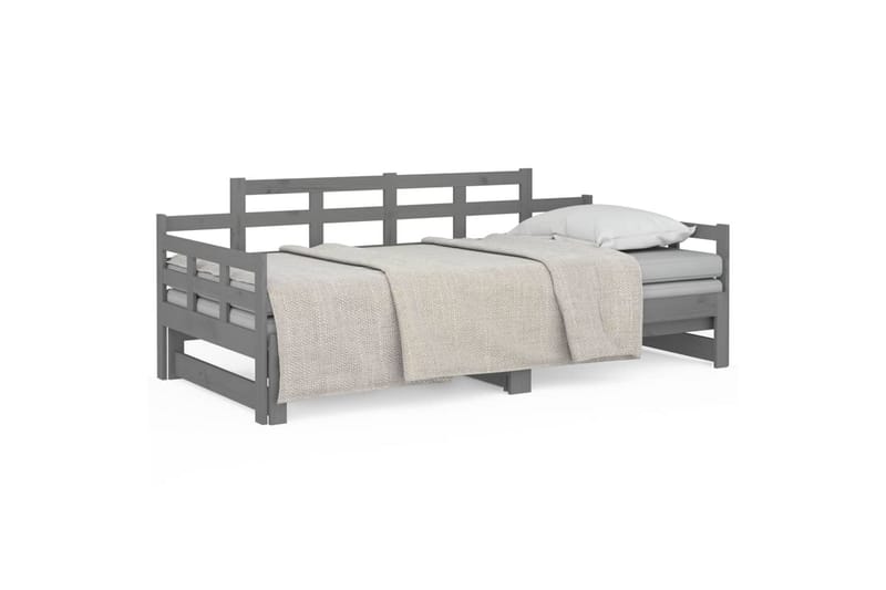 beBasic Uttrekkbar dagseng grå heltre furu 2x(90x200) cm - GrÃ¥ - Møbler - Sofaer - Dagsenger