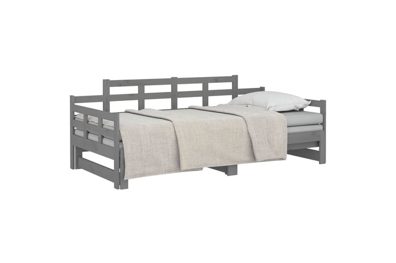 beBasic Uttrekkbar dagseng grå heltre furu 2x(90x200) cm - GrÃ¥ - Møbler - Sofaer - Dagsenger