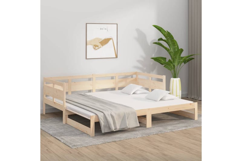 beBasic Uttrekkbar dagseng heltre furu 2x(80x200) cm - Brun - Møbler - Sofaer - Dagsenger