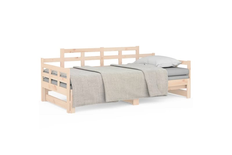 beBasic Uttrekkbar dagseng heltre furu 2x(80x200) cm - Brun - Møbler - Sofaer - Dagsenger