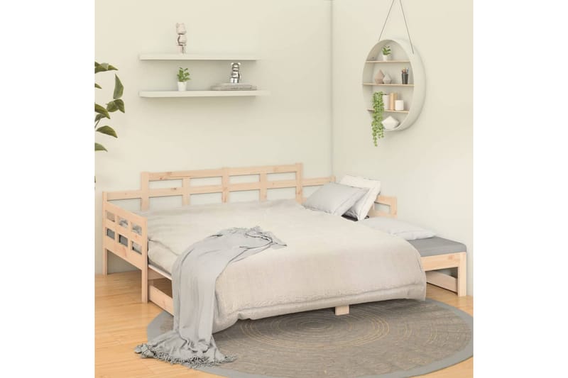 beBasic Uttrekkbar dagseng heltre furu 2x(80x200) cm - Brun - Møbler - Sofaer - Dagsenger