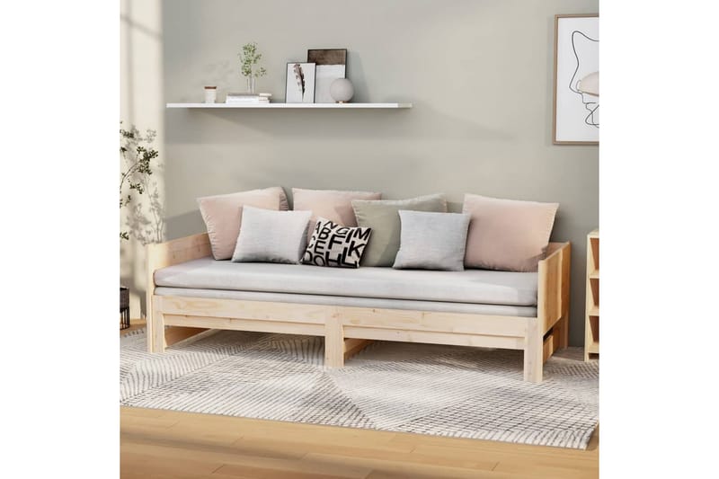 beBasic Uttrekkbar dagseng heltre furu 2x(90x190) cm - Brun - Møbler - Sofaer - Dagsenger