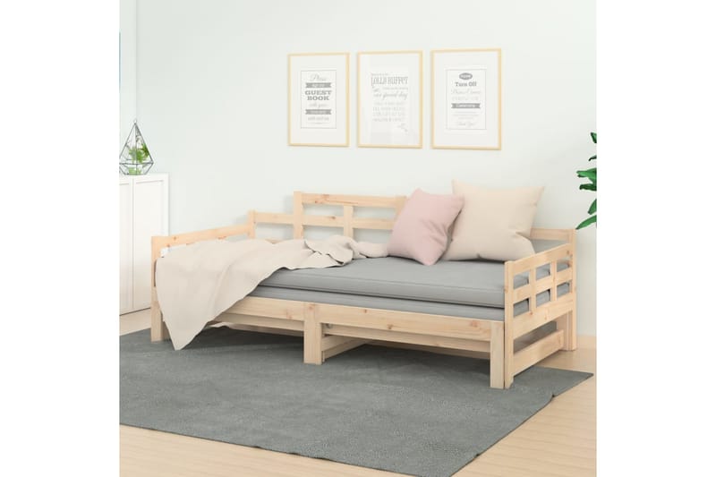 beBasic Uttrekkbar dagseng heltre furu 2x(90x190) cm - Brun - Møbler - Sofaer - Dagsenger