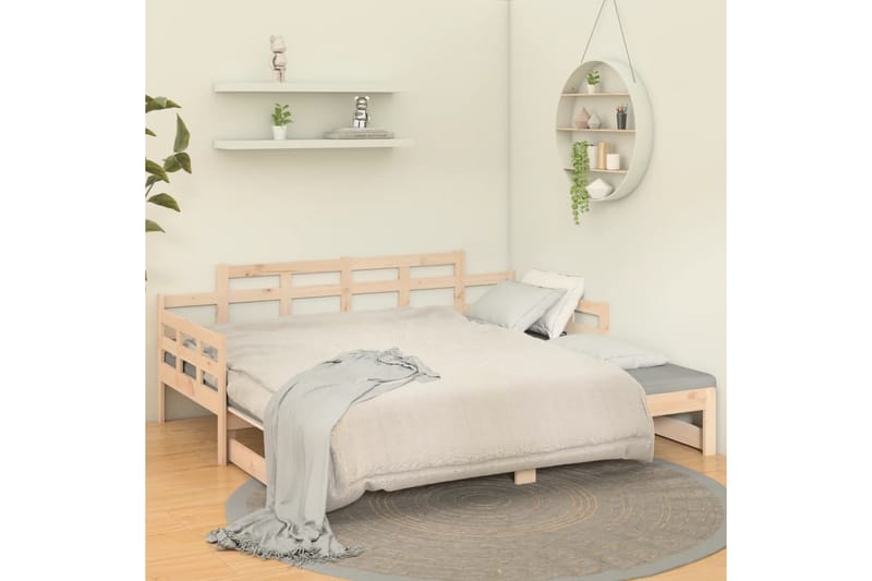 beBasic Uttrekkbar dagseng heltre furu 2x(90x190) cm - Brun - Møbler - Sofaer - Dagsenger