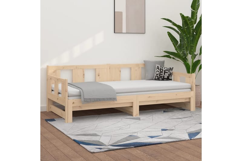 beBasic Uttrekkbar dagseng heltre furu 2x(90x200) cm - Brun - Møbler - Senger - Sengeramme & sengestamme