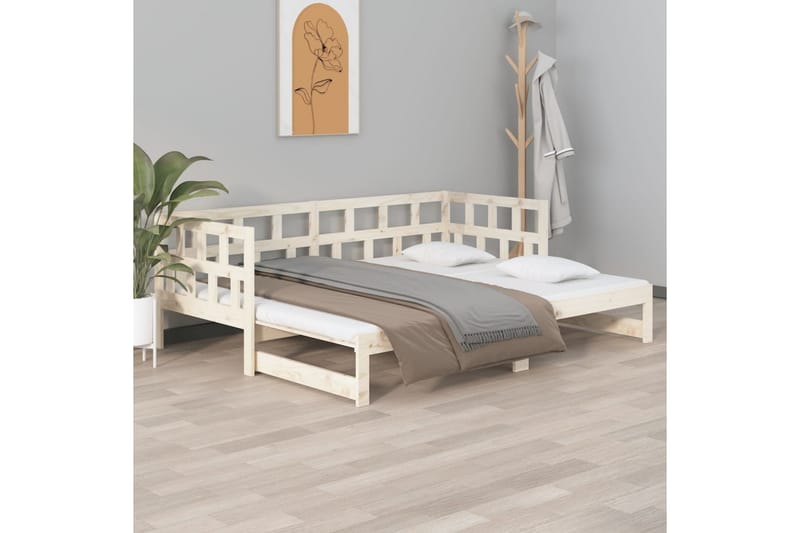 beBasic Uttrekkbar dagseng heltre furu 2x(90x200) cm - Brun - Møbler - Sofaer - Dagsenger