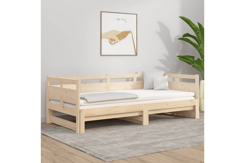 beBasic Uttrekkbar dagseng heltre furu 2x(90x200) cm - Brun - Møbler - Sofaer - Dagsenger