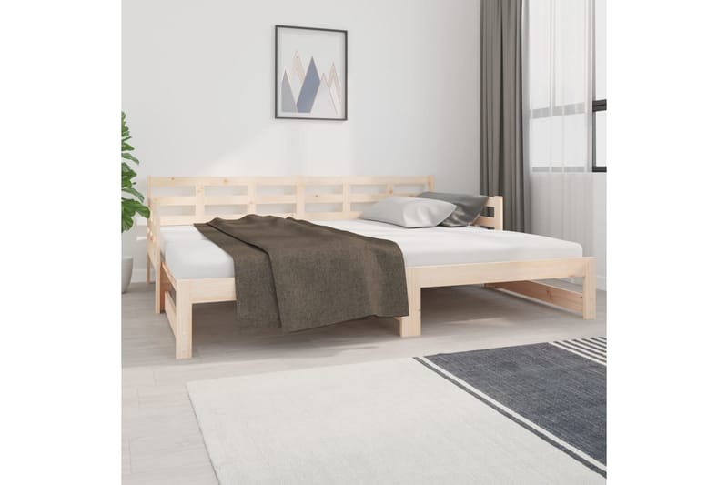 beBasic Uttrekkbar dagseng heltre furu 2x(90x200) cm - Brun - Møbler - Senger - Sengeramme & sengestamme