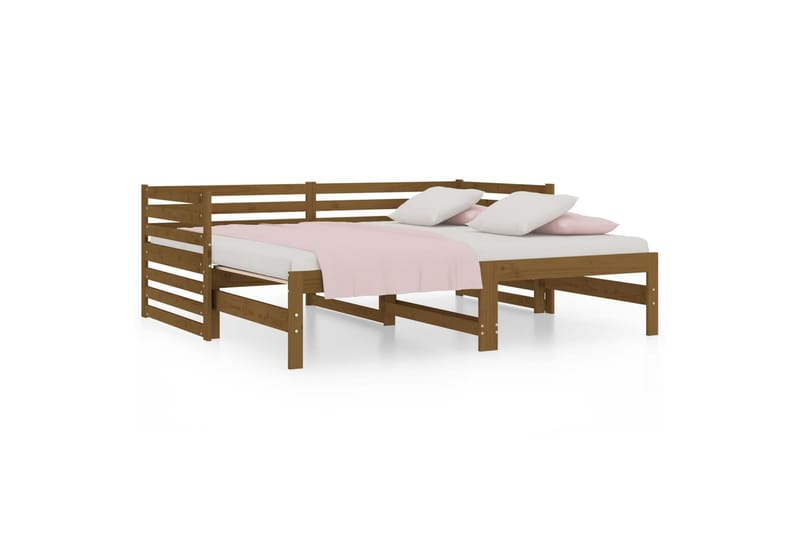 beBasic Uttrekkbar dagseng honningbrun 2x(90x190) cm heltre furu - Brun - Møbler - Senger - Sengeramme & sengestamme