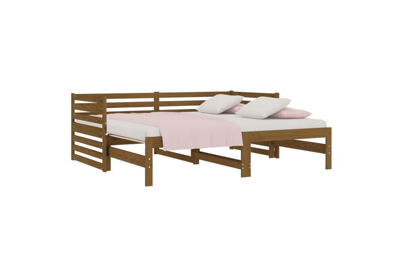 beBasic Uttrekkbar dagseng honningbrun 2x(90x190) cm heltre furu - Brun - Møbler - Senger - Sengeramme & sengestamme
