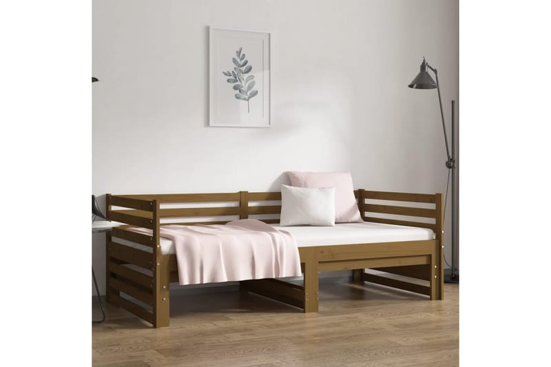 beBasic Uttrekkbar dagseng honningbrun 2x(90x190) cm heltre furu - Brun - Møbler - Senger - Sengeramme & sengestamme