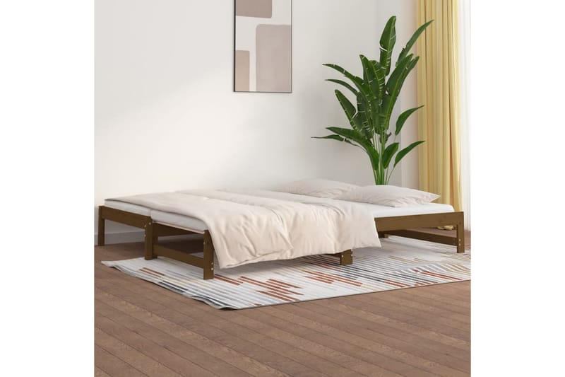 beBasic Uttrekkbar dagseng honningbrun 2x(90x200) cm heltre furu - Brun - Møbler - Senger - Sengeramme & sengestamme