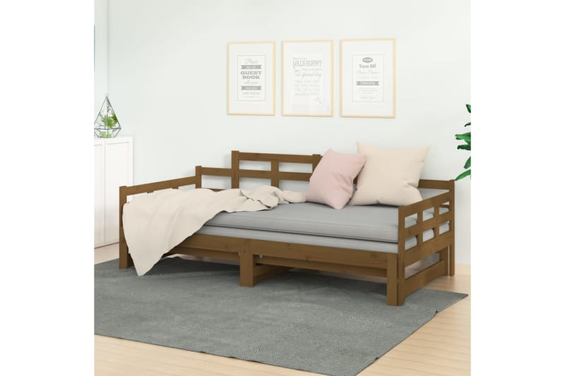 beBasic Uttrekkbar dagseng honningbrun heltre furu 2x(90x190) cm - Brun - Møbler - Sofaer - Dagsenger