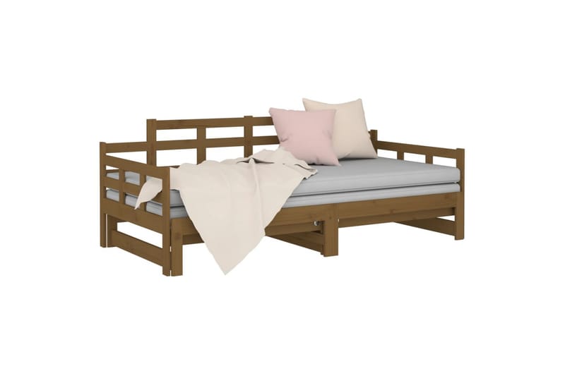 beBasic Uttrekkbar dagseng honningbrun heltre furu 2x(90x190) cm - Brun - Møbler - Sofaer - Dagsenger