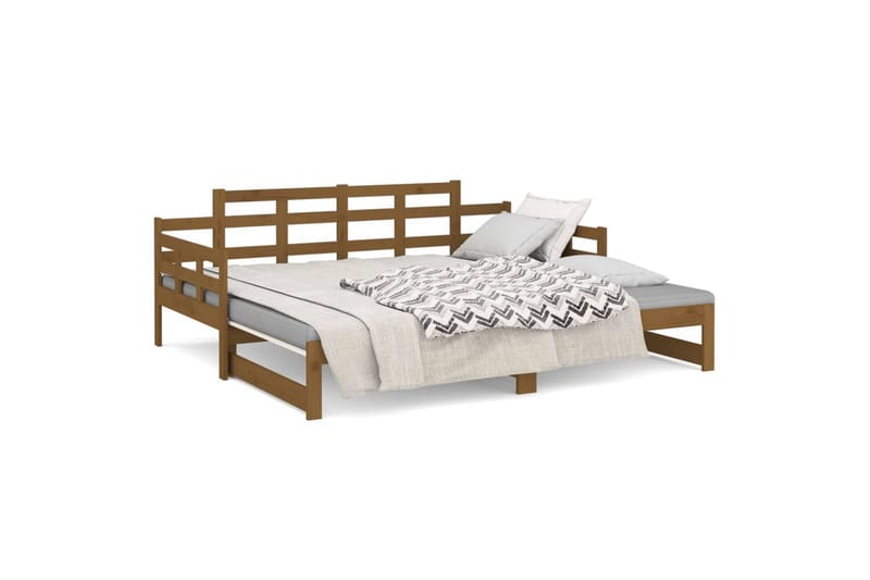 beBasic Uttrekkbar dagseng honningbrun heltre furu 2x(90x190) cm - Brun - Møbler - Sofaer - Dagsenger