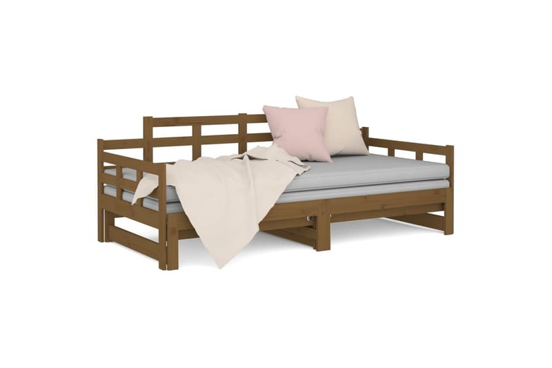 beBasic Uttrekkbar dagseng honningbrun heltre furu 2x(90x200) cm - Brun - Møbler - Sofaer - Dagsenger
