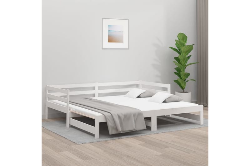 beBasic Uttrekkbar dagseng hvit 2x(80x200) cm heltre furu - Hvit - Møbler - Senger - Sengeramme & sengestamme