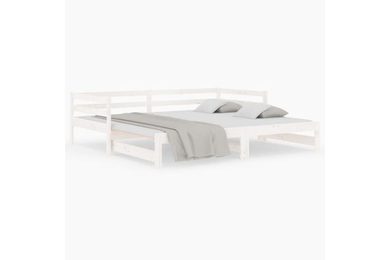 beBasic Uttrekkbar dagseng hvit 2x(80x200) cm heltre furu - Hvit - Møbler - Senger - Sengeramme & sengestamme