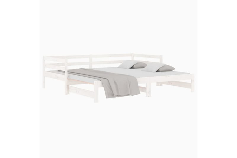 beBasic Uttrekkbar dagseng hvit 2x(80x200) cm heltre furu - Hvit - Møbler - Senger - Sengeramme & sengestamme