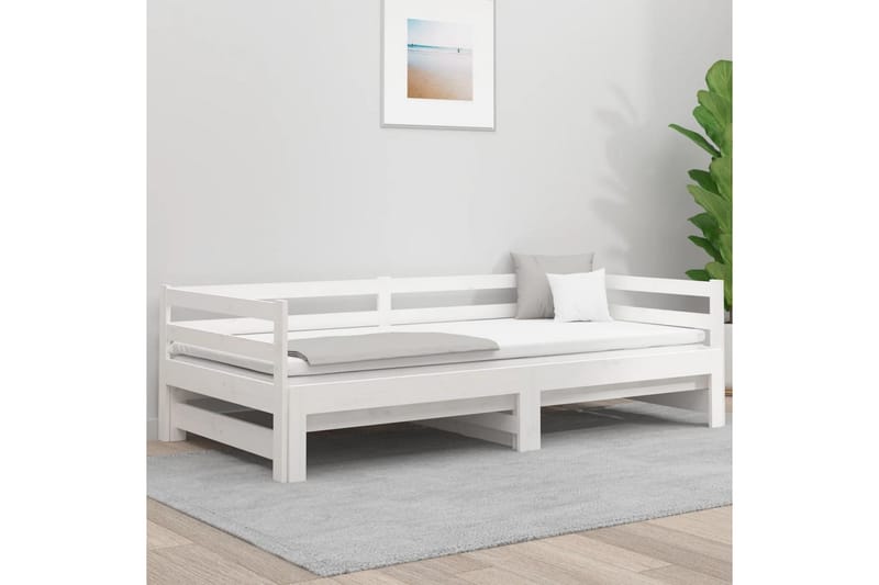 beBasic Uttrekkbar dagseng hvit 2x(80x200) cm heltre furu - Hvit - Møbler - Senger - Sengeramme & sengestamme