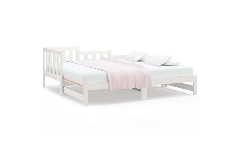 beBasic Uttrekkbar dagseng hvit 2x(80x200) cm heltre furu - Hvit - Møbler - Senger - Sengeramme & sengestamme