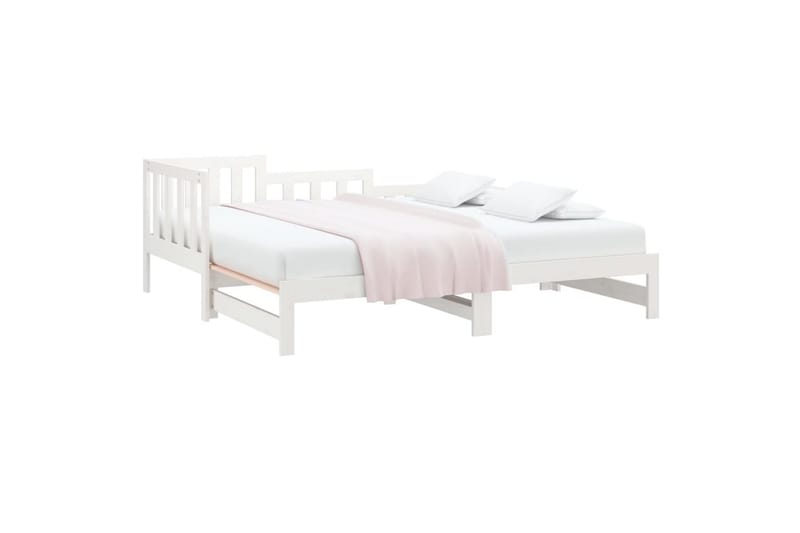 beBasic Uttrekkbar dagseng hvit 2x(80x200) cm heltre furu - Hvit - Møbler - Senger - Sengeramme & sengestamme