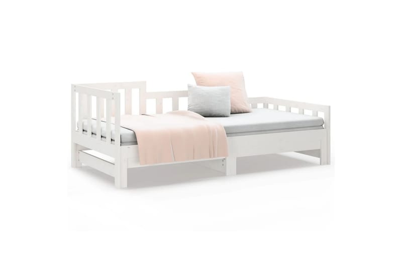beBasic Uttrekkbar dagseng hvit 2x(80x200) cm heltre furu - Hvit - Møbler - Senger - Sengeramme & sengestamme
