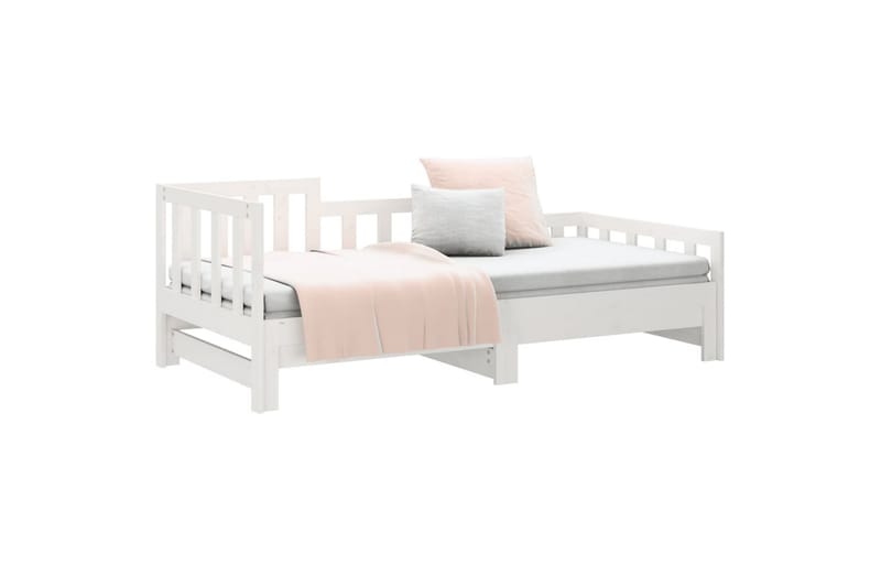 beBasic Uttrekkbar dagseng hvit 2x(80x200) cm heltre furu - Hvit - Møbler - Senger - Sengeramme & sengestamme