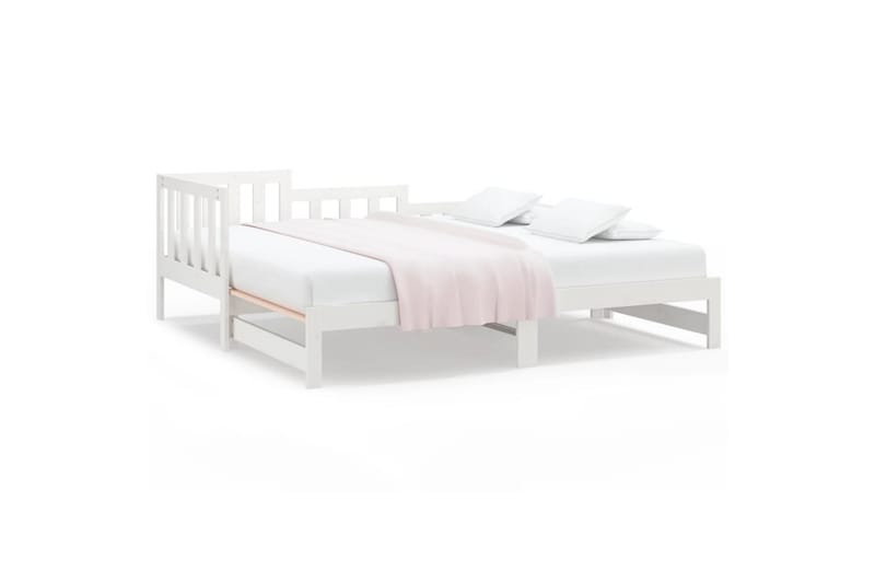 beBasic Uttrekkbar dagseng hvit 2x(90x190) cm heltre furu - Hvit - Møbler - Senger - Sengeramme & sengestamme