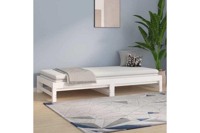 beBasic Uttrekkbar dagseng hvit 2x(90x200) cm heltre furu - Hvit - Møbler - Senger - Sengeramme & sengestamme