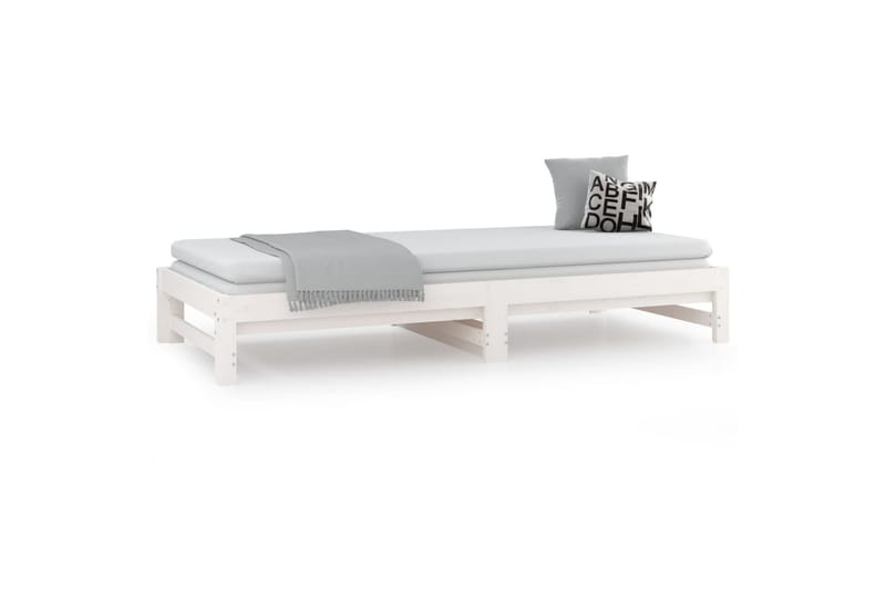 beBasic Uttrekkbar dagseng hvit 2x(90x200) cm heltre furu - Hvit - Møbler - Senger - Sengeramme & sengestamme