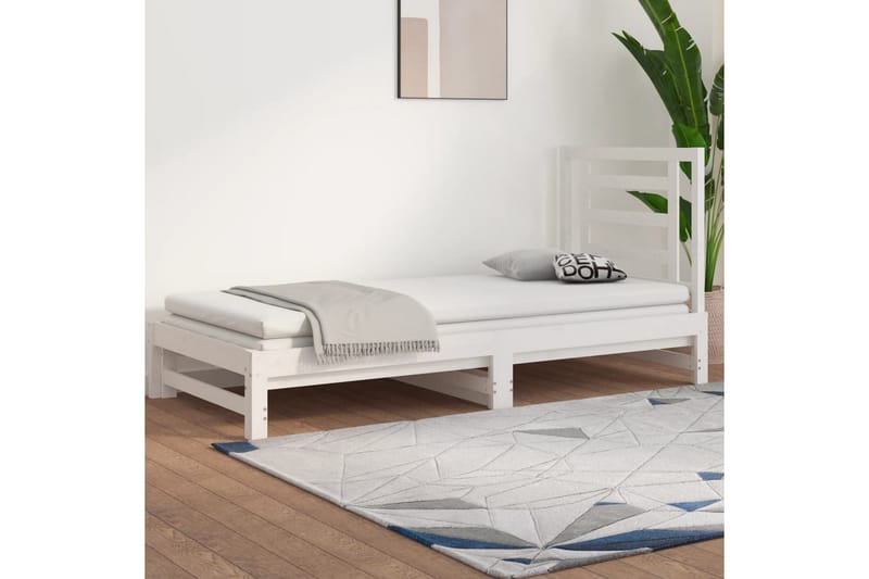 beBasic Uttrekkbar dagseng hvit 2x(90x200) cm heltre furu - Hvit - Sengeramme & sengestamme