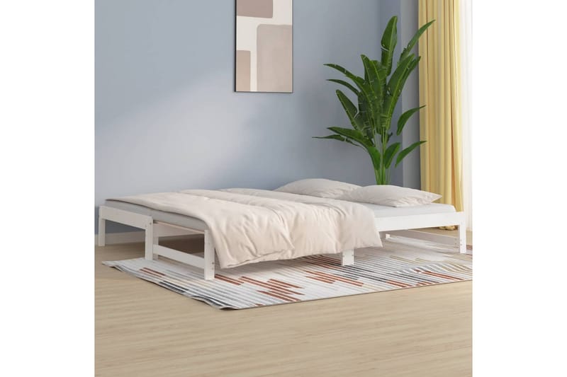 beBasic Uttrekkbar dagseng hvit 2x(90x200) cm heltre furu - Hvit - Møbler - Senger - Sengeramme & sengestamme