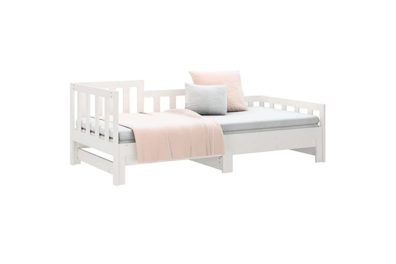 beBasic Uttrekkbar dagseng hvit 2x(90x200) cm heltre furu - Hvit - Møbler - Senger - Sengeramme & sengestamme