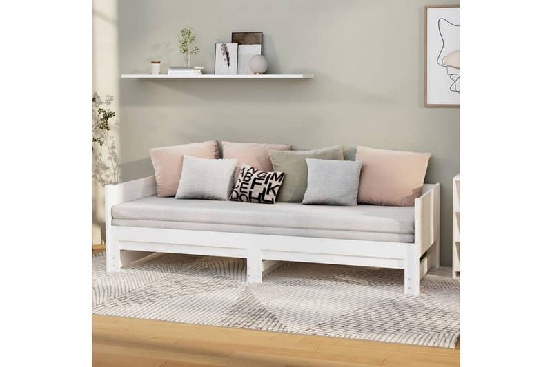 beBasic Uttrekkbar dagseng hvit heltre furu 2x(80x200) cm - Hvit - Møbler - Sofaer - Dagsenger