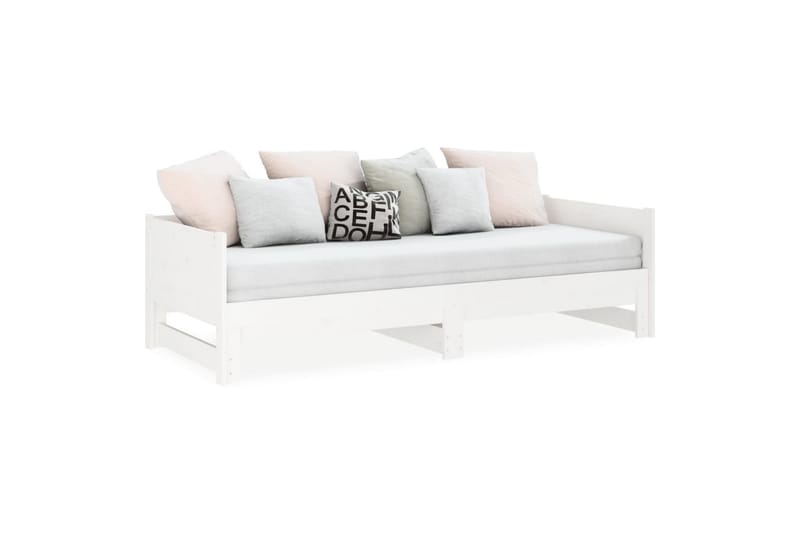 beBasic Uttrekkbar dagseng hvit heltre furu 2x(80x200) cm - Hvit - Møbler - Sofaer - Dagsenger