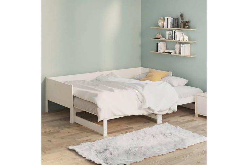beBasic Uttrekkbar dagseng hvit heltre furu 2x(80x200) cm - Hvit - Møbler - Sofaer - Dagsenger