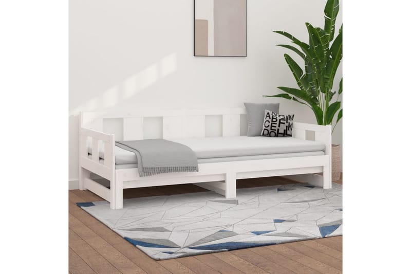 beBasic Uttrekkbar dagseng hvit heltre furu 2x(80x200) cm - Hvit - Møbler - Sofaer - Dagsenger