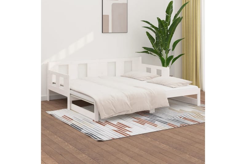 beBasic Uttrekkbar dagseng hvit heltre furu 2x(80x200) cm - Hvit - Møbler - Sofaer - Dagsenger