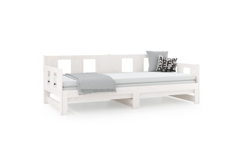 beBasic Uttrekkbar dagseng hvit heltre furu 2x(80x200) cm - Hvit - Møbler - Sofaer - Dagsenger